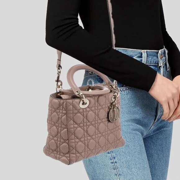 CHRISTIAN DIOR Grained Calfskin Medium Supple Lady Dior - Picture 6 of 17